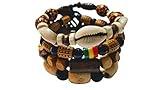 Novarena 1-24 Pcs Bracelets and Necklaces for Men Women Beaded Bracelets Multi Layer Stackable Ethnic Tribal African Traditional (4 Pcs Bracelets Set - Style A)