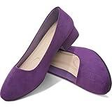 AISFAES Women Pumps Low Chunky Rounded Toe Heels Healed Dress Pumps Elegant Wedges Working Shoes(Purple,US10)