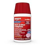 Amazon Basic Care Dual Action Complete, Chewable Acid Reducer Plus Antacid Tablets, Berry Flavor, Heartburn Medicine, Acid Indigestion Relief, 50 Count