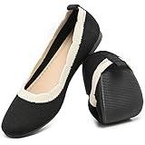 HEAWISH Comfortable Round Toe Flats Shoes Women, Slip On Dressy Ballet Flats for Women, Fashion Women's Flats for Walking(Black, US10)