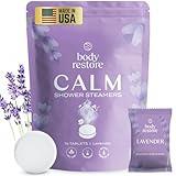 Body Restore Shower Steamers Aromatherapy 15 Pack - Relaxation Birthday Gifts for Women and Men, Travel Essentials, Stress Relief and Self Care - Lavender