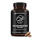 ACEWORKZ Mushroom Nootropic Brain Supplement - Lions Mane, Reishi and Cordyceps - 10 Mushroom Complex for Memory, Focus, Immunity & Energy (90 Capsules)