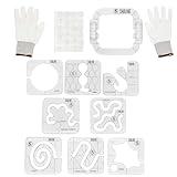 DABLINE 13 PCs Quilting Template Set Includes 8 Quilting Templates, Quilting Frame/Gloves/Stickers/Guide. Free Motion Quilting Rulers and Templates