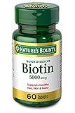 Nature's Bounty Biotin, Vitamin Supplement, Supports Metabolism for Cellular Energy and Healthy Hair, Skin, and Nails, 5000 mcg, 60 Quick Dissolve