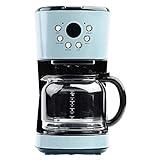 Haden Coffee Machine, 12 Cup Programmable Drip Coffee Maker with Auto Shut-Off Function and Reusable Washable Water Filter, Turquoise & Chrome