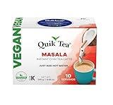 QuikTea Vegan Masala Chai Tea Latte Mix - 10 Count Single Box - All Natural, Non GMO, Vegan Certified | Convenient & Easy Dairy Free Instant Chai Tea Mix | Healthy Coffee Alternative