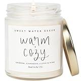 Sweet Water Decor Warm and Cozy Candle - Pine Cinnamon & Fir Winter Scented Orange Candle - Scented Soy Candles for Home with 40 Hour Burn Time - 9oz Clear Jar Winter Candle Made in the USA