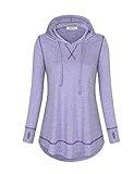 AxByCzD Workout Pullover Hoodies for Women Long Sleeve Fitness Active Wear Shirts Casual Funny Leisure Tops Curved Hem Practice Tennis Pilates Basic Sweatshirts Purple Medium