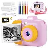 Kids Camera Instant Print for Girls Boys Age 3-12 Kids Toys, 12MP 1080P Kids Digital Cameras Christmas Birthday Gifts for 4 5 6 7 8 9 10 Year Old Girls, Toddler Camera Girls Toys