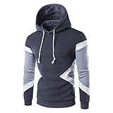 Aymnlox Hoodies for Men Fashion Fall and Winter Warm Sweatshirts Soft Fit Long Sleeve Drawstring Pullover Color Block Hooded today 2024 men Gray L