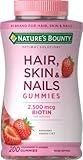 Nature's Bounty Optimal Solutions Hair, Skin and Nails Gummies with Biotin, 25000 mcg, Strawberry Flavored, 200 Count