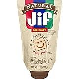 Jif Natural Squeeze Creamy Peanut Butter, 13 Ounces (Pack of 10), Smooth, Creamy Texture, Portable Peanut Butter Pouch