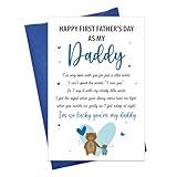 JUESMOS Funny First Fathers Day Gift Card with Envelope Happy First Father Day Card 1st Father's Day Gift from Baby Boy Girl Fathers Day Greeting Card for First Time Dad Dad to be New Dad Gifts