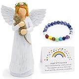 Anrkets Cat Memorial Gifts, Pet Sympathy Gift, Loss of Cat Sympathy Gifts for Cat Mom, Passed Away Cat Gifts, Angel Figurines Cat Remembrance Gift with 7 Chakra Pet Memorial Rainbow Bridge Bracelet