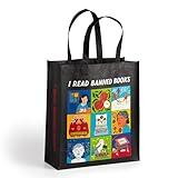 Galison I Read Banned Books Reusable Shopping Bag - Environmentally Friendly Lightweight Reusable Shopping And Grocery Bag