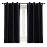 NICETOWN Halloween Black Out Curtain Panel Shade Black Solid Energy Efficient Eyelet Top Window Blind for Guest Room (Single Piece, 42 inches Wide by 63 inches Long, Black)