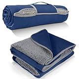 Tirrinia Waterproof Outdoor Blanket with Sherpa Lining, Windproof Triple Layers Warm Comfy Foldable for Camping Stadium, Sports, Picnic, Grass, Concert, Pet, Travel, Emergency Car Blanket 51''X 59''