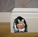 2 Stickers Mouse Reading Book in Wall 3D Sticker Decal Funny 2 Pack by Lumiere Tech