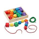 Melissa & Doug Primary Lacing Beads - Educational Toy With 8 Wooden Beads and 2 Laces