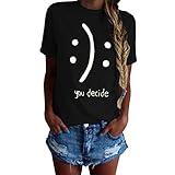 BLACKMYTH Women's T-Shirts Cotton Funny Grahpic Design Casual Short Sleeve Top Tees Black Large