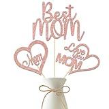 Happy Mother's Day Centerpiece Sticks,Best Mom/Love You Mom Decorations,We Love Mom Theme Mom's Day Birthday Party Supplies for Women 12 pcs Rose Gold