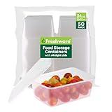 Freshware Food Storage Containers [50 Set] 34 oz Plastic Deli Containers with Lids, Slime, Soup, Meal Prep Containers, BPA Free, Stackable, Leakproof, Microwave, Dishwasher and Freezer Safe