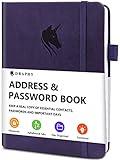 DRAPHY Address Book with Alphabetical Tabs, Elegant PU Leather Telephone Book, Hardcover Address Organizer and Password Keeper - Record Contacts, Anniversaries, Birthdays 5.2x7.7" (Purple)