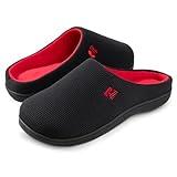 RockDove Men's Original Two-Tone Memory Foam Slipper, Size 9-10 US Men, Black/Red