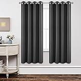 Joydeco Blackout Curtains 72 Inch Length 2 Panels Set, Thermal Insulated Long Curtains& Drapes 2 Burg, Room Darkening Grommet Curtains for Living Room Bedroom Window (W52 x L72 Inch, Dark Grey)