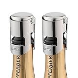 WOTOR Champagne Stoppers with Stainless Steel Champagne Bottle Stopper with Food Grade Silicone Reusable Champagne Cork, Saver Suitable for Champagne, Cava, Prosecco, Sparkling Wine (Silver, 2pack)