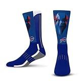 For Bare Feet NFL Men Women Team Color Logo Game Day Phenom Curve Performance Warm & Cold Weather Comfort Crew Sock - Buffalo Bills - Blue - Adult Large