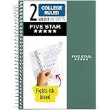 Five Star Spiral Notebook, 2 Subject, College Ruled, 9 1/2" x 6" 80 Sheets, Seaglass Green (840029CH1-ECM)