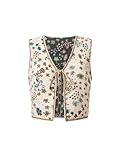 GORGLITTER Women's Crochet Tie Front Vest Tops Boho Sleeveless Floral Cardigan Fall Fashion Western Outfits 2024 Multicolor X-Small