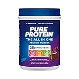 Pure Protein All-in-One Powder, Rich Chocolate - Whey & Collagen, High Fiber, Vitamins, No Added Sugar, Non-GMO, Gluten-Free, 1.25lb