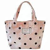 KSMMA Large Capacity Cosmetic Bag,Sister Gift,Corduroy Tote,Travel Cosmetic Bag,Portable Lunch Bag,Trending Tiktok Items,Birthday Gift for Friends (Polka Dot)