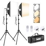 Torjim Softbox Photography Lighting Kit, 16'' x 16'' Professional Softbox Lighting Kit with 85W 3000-7500K LED Bulbs, Studio Lights for Photography/Video Recording/Live Streaming/Portraits Shooting