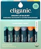 Cliganic USDA Organic Lip Balm Set - 6 Flavors - 100% Natural Moisturizer for Cracked & Dry Lips (Packaging May Vary)