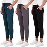 Real Essentials Women's Lounge Jogger Soft Teen Sleepwear Pajamas Loungewear Yoga Pant Active Athletic Track Running Workout Casual wear Ladies Yoga Sweatpants Pockets, Set 9, L, Pack of 3