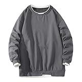 Mens Long Sleeve Crewneck Sweatshirts 2024 Spring Fall Warm Casual Fashion Tee Tops Loose Fit Basic Workout T-Shirts mens sweatshirt Dark Gray M