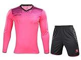 KELME Soccer Goalkeeper Jersey Uniform Kit - Mens Padded Football Goalie Jersey - Padded Shirt, Shorts and Socks Kids and Adult Sizes (Large, Pink (No Socks))