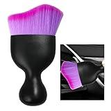 Ziciner Car Detailing Brush, Curved Soft Bristles Auto Removal Dust Collectors, Universal Vehicle Dashboard, Air Conditioner Vents etc Interior Cleaning Tool Accessories (Double Purple)