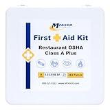 MFASCO Restaurant 2021 OSHA Compliant Class A First Aid Kit - Metal Box for Food Trucks & Catering - Carry or Mount - Easy Maintenance & Refill - Great for Restaurant & Industrial Settings - 283 Pcs