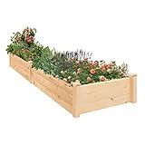 Patiomore 8 Feet Outdoor Wooden Raised Garden Bed, Elevated Planting Planter Box Kit for Vegetables Fruits Herb Grow Yard Gardening, Natural