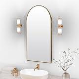 Mepplzian Recessed Medicine Cabinet,Arched Medicine Cabinet with Mirror for Bathroom Mirror with Storage,Metal Edge Mirrored Medicine Cabinet,Brushed Rose Gold Arch Medicine Cabinet Mirror 16x31