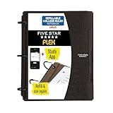 Five Star Flex Refillable Notebook + Study App, College Ruled Paper, 1 Inch TechLock Rings, Pockets, Tabs and Dividers, 200 Sheet Capacity, Black (29328AA2)