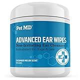 Pet MD Cat and Dog Ear Cleaner Wipes - Advanced Otic Veterinary Ear Cleaner Formula - Dog Ear Infection Treatment - 100 Count