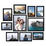 upsimples 10 Pack Picture Frames Set, Gallery Wall Frame Set for Wall Mounting or Tabletop Display, Multi Sizes Including 8x10, 5x7, 4x6 Family Photo Collage Frames for Wall Decor, Black