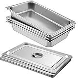 Vevor 4 Pack Hotel Pan 3.7" Deep Steam Table Pan Full Size with Lid 20.8" L x 13" W, 22 Gauge Stainless Steel Anti Jam Table Pan : Industrial & Scientific