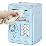 Refasy Piggy Bank for Kids,Money Bank Cash Coin Can ATM Bank with Password Kids Safe Electronic Piggy Bank Kids Toys for 8 Year Old Boys Girls Birthday for Child(Light Blue)