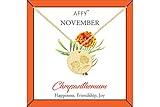 AFFY November Birth Month Chrysanthemum Flower Disc Pendant Necklace In 18k Yellow Gold Plated Jewelry Womens 18" Chain